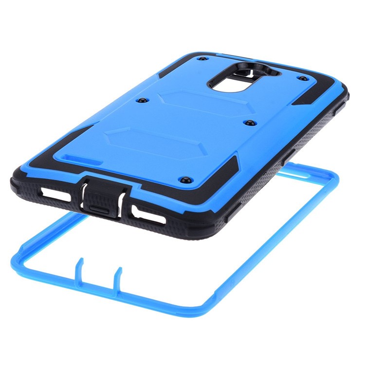 Heavy Duty Rugged PC TPU Hybrid Belt Clip Kickstand Case for Alcatel A3/A30 - Blue-3