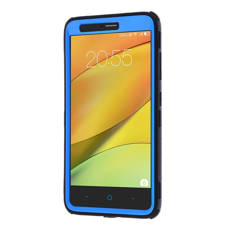 Heavy Duty Rugged PC TPU Hybrid Belt Clip Kickstand Case for Alcatel A3/A30 - Blue-4
