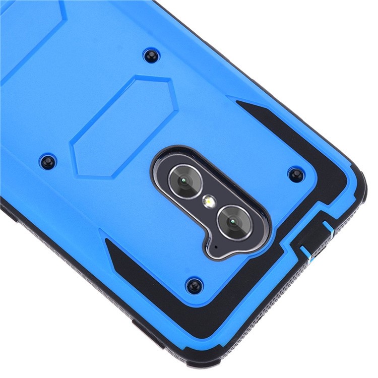 Heavy Duty Rugged PC TPU Hybrid Belt Clip Kickstand Case for Alcatel A3/A30 - Blue-5