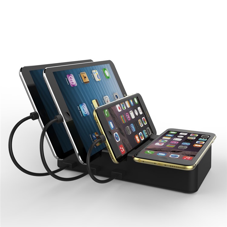 Multi-port 3 USB Charging Ports + Wireless Charger Pad with Folding Dividers for iPhone X/8/8 Plus etc. - US Plug-2