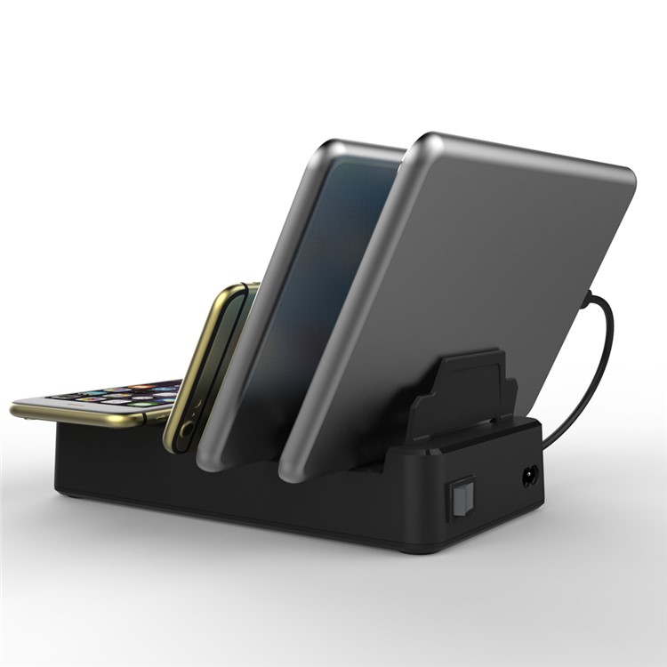 Multi-port 3 USB Charging Ports + Wireless Charger Pad with Folding Dividers for iPhone X/8/8 Plus etc. - US Plug-4