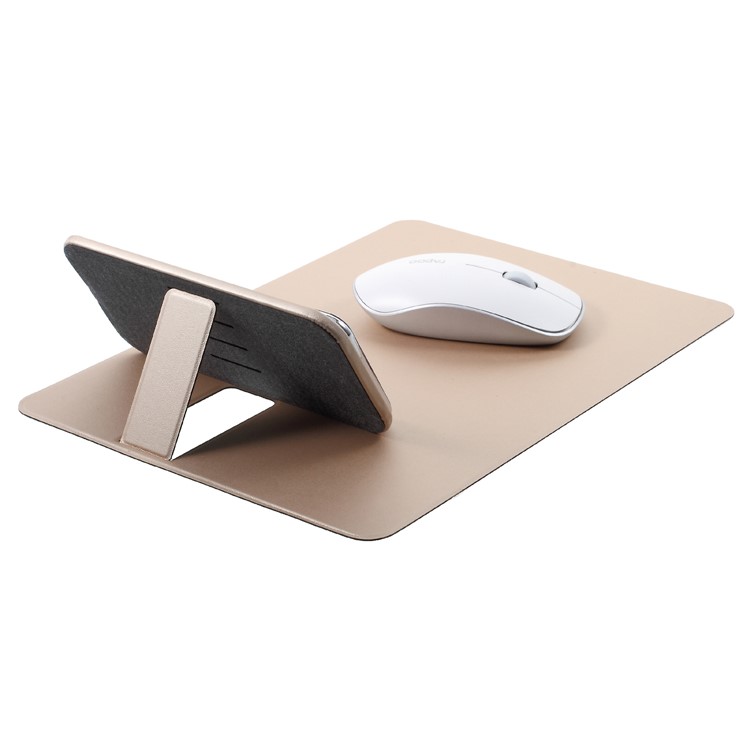 WUW C54 Detachable Qi Wireless Charger Stand Leather Mouse Pad for iPhone X/8/8 Plus etc. - Gold-11
