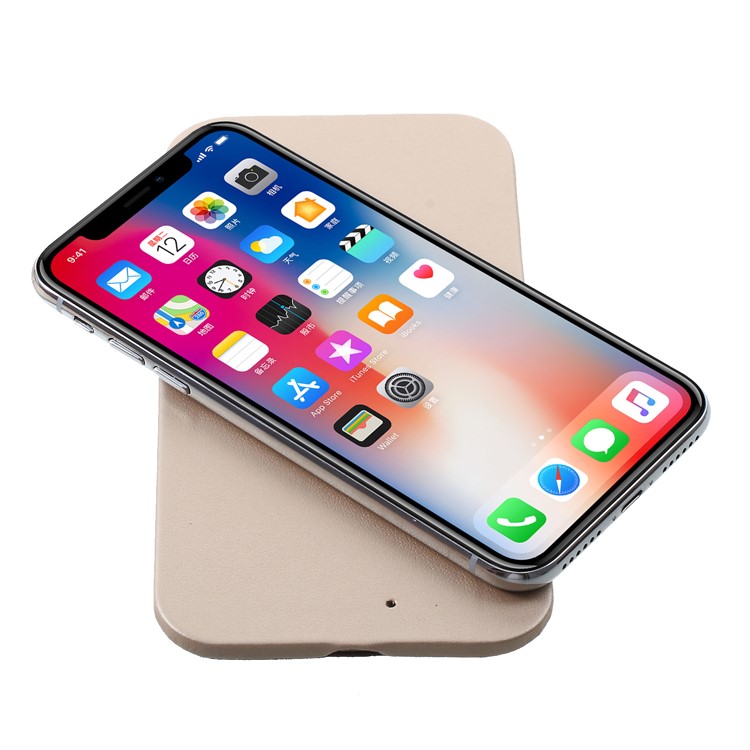 WUW C54 Detachable Qi Wireless Charger Stand Leather Mouse Pad for iPhone X/8/8 Plus etc. - Gold-13