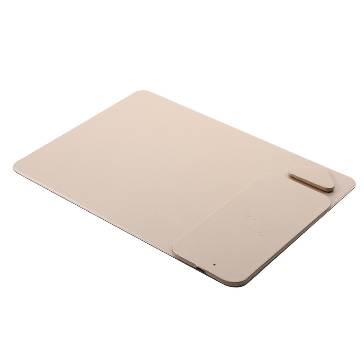WUW C54 Detachable Qi Wireless Charger Stand Leather Mouse Pad for iPhone X/8/8 Plus etc. - Gold-3