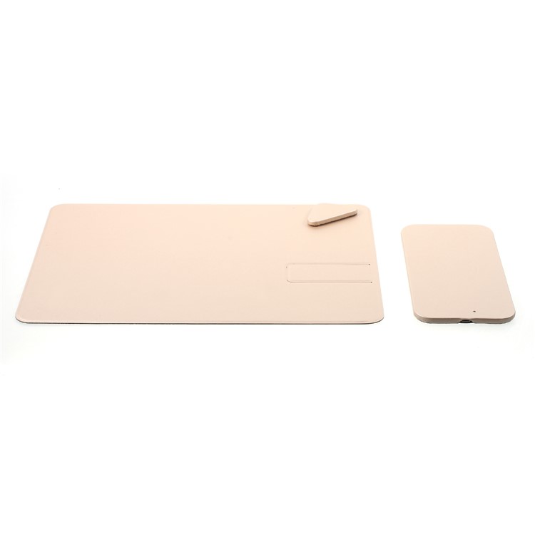 WUW C54 Detachable Qi Wireless Charger Stand Leather Mouse Pad for iPhone X/8/8 Plus etc. - Gold-4
