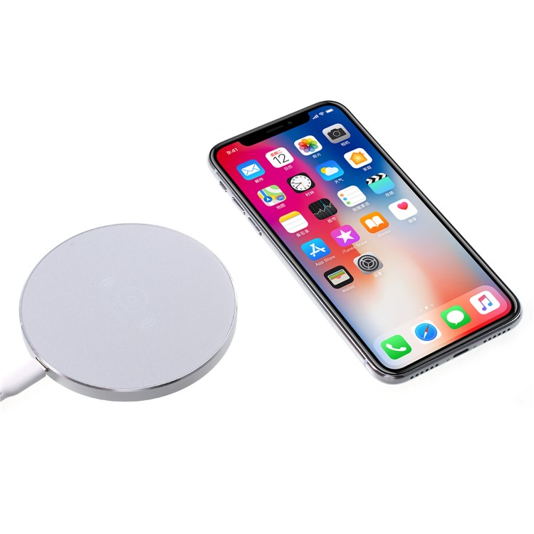 WUW C64 Portable 10W Alloy Wireless Charging Pat for iPhone X / Samsung Galaxy Note 8 Etc. - Silver-6
