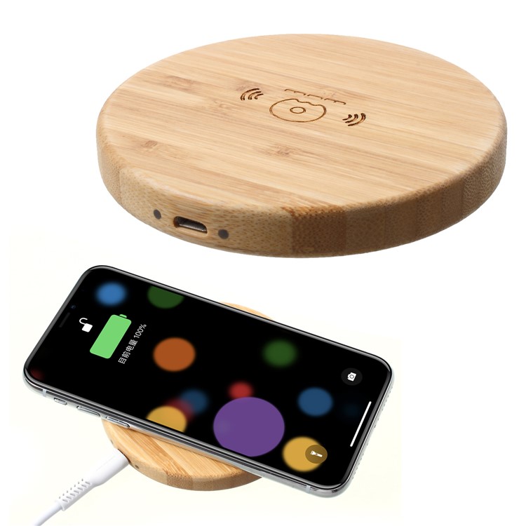WUW C52 5W Round Shaped Wooden Wireless Charging Mat for iPhone X / Samsung Galaxy Note 8 Etc.-1