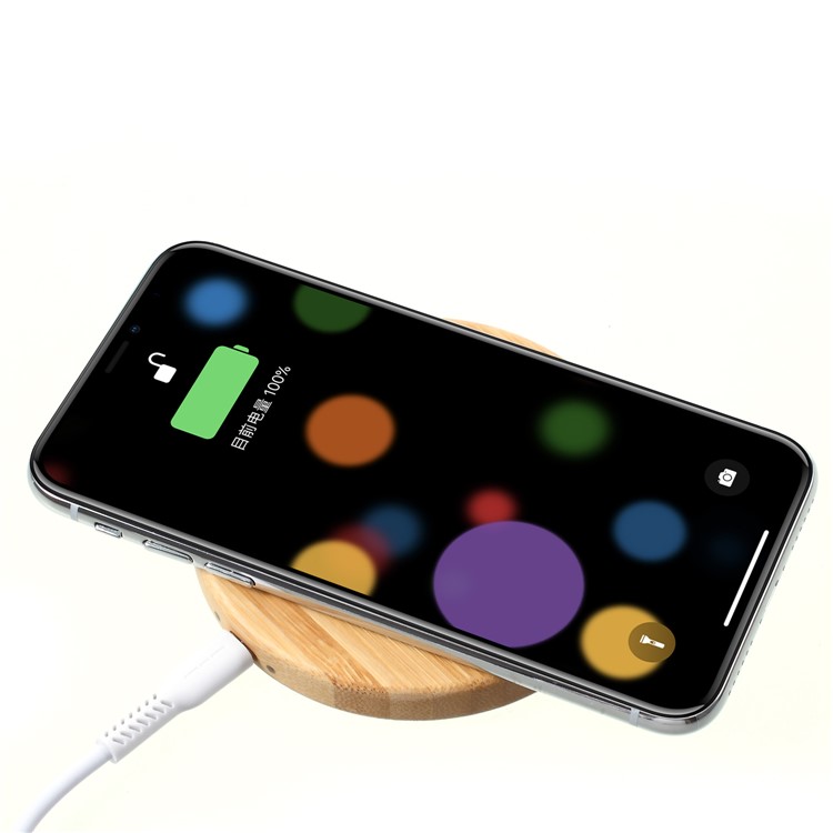 WUW C52 5W Round Shaped Wooden Wireless Charging Mat for iPhone X / Samsung Galaxy Note 8 Etc.-2