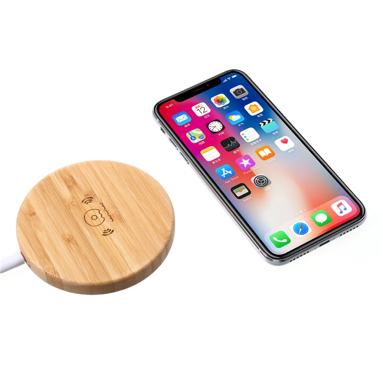 WUW C52 5W Round Shaped Wooden Wireless Charging Mat for iPhone X / Samsung Galaxy Note 8 Etc.-3