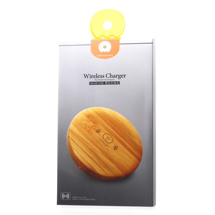 WUW C52 5W Round Shaped Wooden Wireless Charging Mat for iPhone X / Samsung Galaxy Note 8 Etc.-9