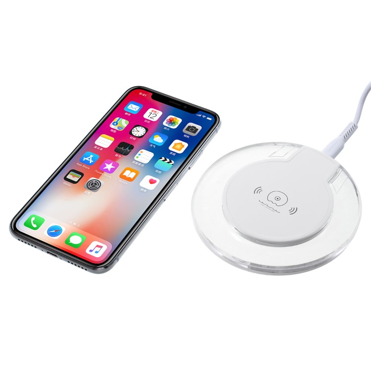 WUW C50 Round Shaped Portable 5W Wireless Charging Pat for iPhone X / Samsung Galaxy Note 8 Etc. - Transparent-4