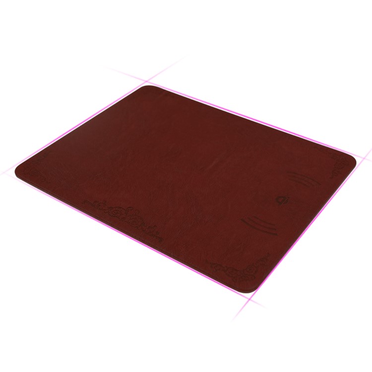 M30 Qi Wireless Charger + Leather Mouse Mat 2-in-1 Design for iPhone X/8/8 Plus, Samsung Note 8/S8/S8 Plus - Coffee-1