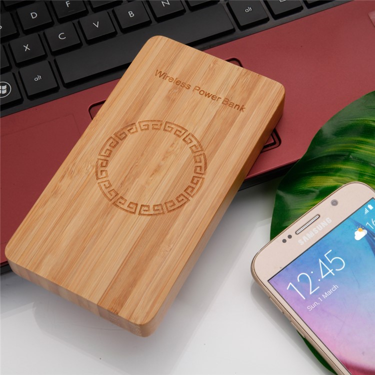 N9 Bamboo Qi Wireless Charger 6000mAh Power Bank for iPhone 8/Samsung Galaxy S8 etc.-10