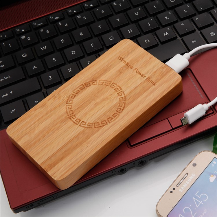 N9 Bamboo Qi Wireless Charger 6000mAh Power Bank for iPhone 8/Samsung Galaxy S8 etc.-11