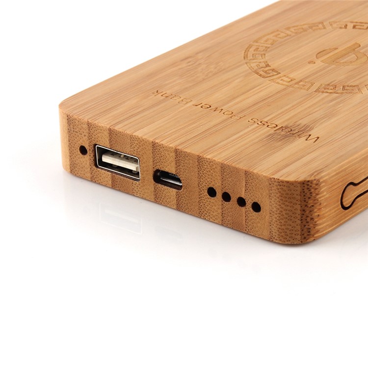 N9 Bamboo Qi Wireless Charger 6000mAh Power Bank for iPhone 8/Samsung Galaxy S8 etc.-12