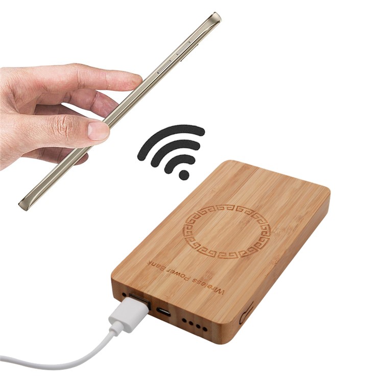 N9 Bamboo Qi Wireless Charger 6000mAh Power Bank for iPhone 8/Samsung Galaxy S8 etc.-13