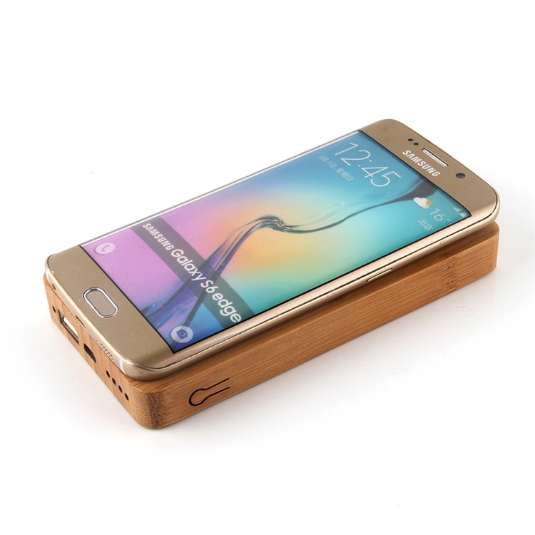 N9 Bamboo Qi Wireless Charger 6000mAh Power Bank for iPhone 8/Samsung Galaxy S8 etc.-2
