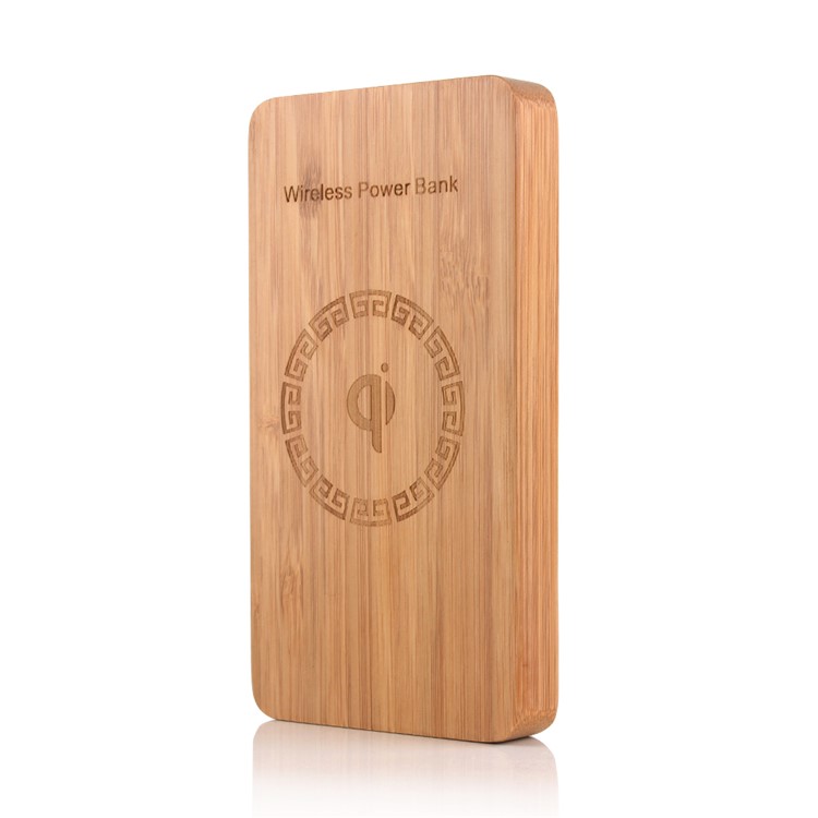 N9 Bamboo Qi Wireless Charger 6000mAh Power Bank for iPhone 8/Samsung Galaxy S8 etc.-5