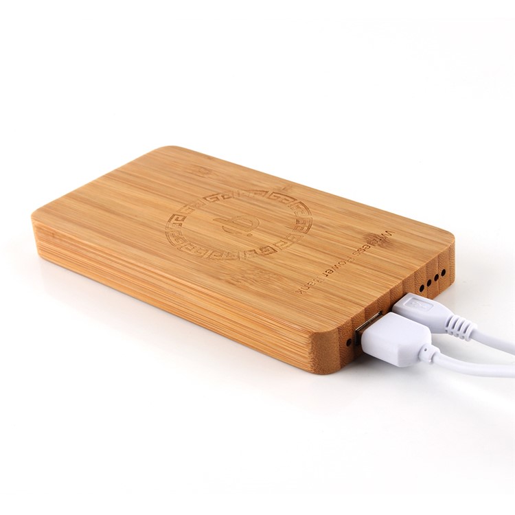 N9 Bamboo Qi Wireless Charger 6000mAh Power Bank for iPhone 8/Samsung Galaxy S8 etc.-7