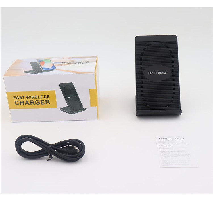 N800 10W 2 Coil 9V Fast Charge Qi Wireless Charging Stand for iPhone 8/8 Plus/Samsung Galaxy S8 Etc. - Black-6