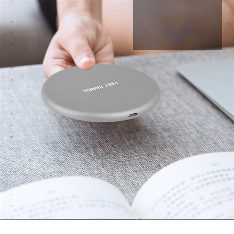 Q16 Ultra-thin Round 9V Qi Wireless Fast Charger Pad for iPhone X/8/8 Plus Etc. - White-2