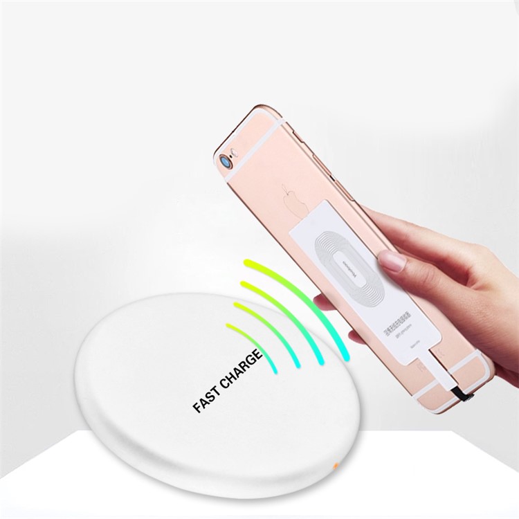Q16 Ultra-thin Round 9V Qi Wireless Fast Charger Pad for iPhone X/8/8 Plus Etc. - White-3