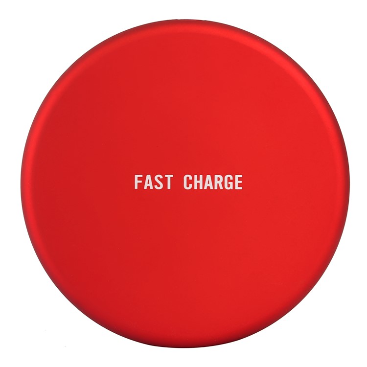 Q16 Ultra-thin Round 9V Qi Wireless Fast Charging Mat for iPhone X/8/8 Plus Etc. - Red-1
