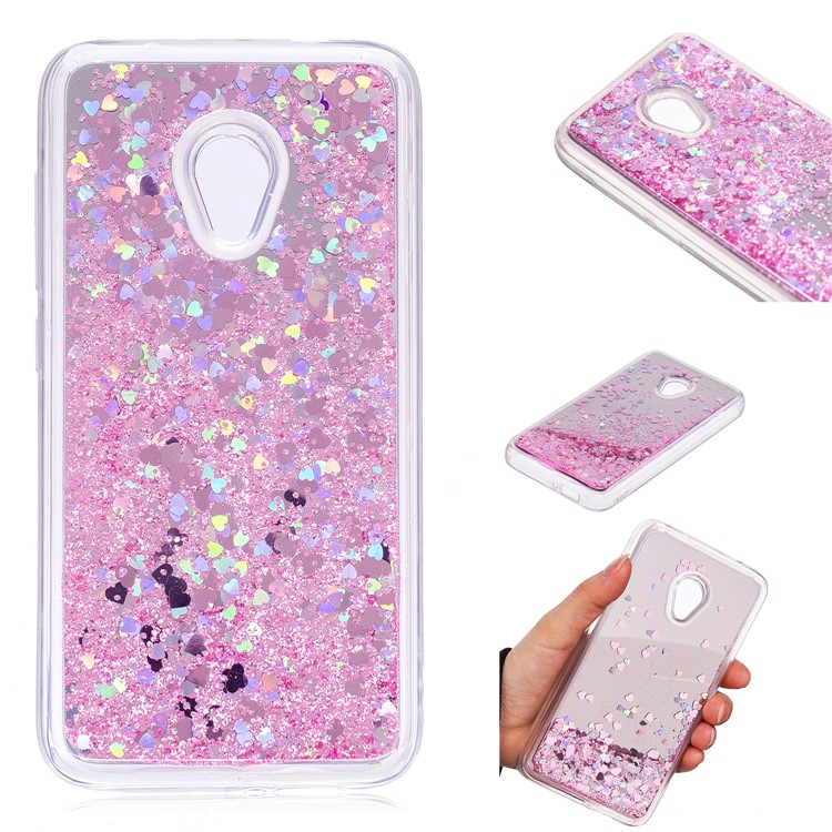 Dynamic Glitter Sequins Liquid Case Mirror Surface TPU Phone Case for Alcatel U5 (4G Version) - Pink-1