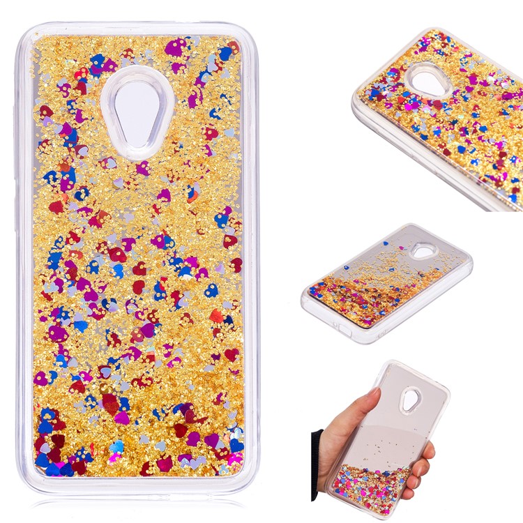 Dynamic Glitter Sequins Liquid Case Mirror Surface TPU Phone Casing for Alcatel U5 (4G Version) - Gold-1