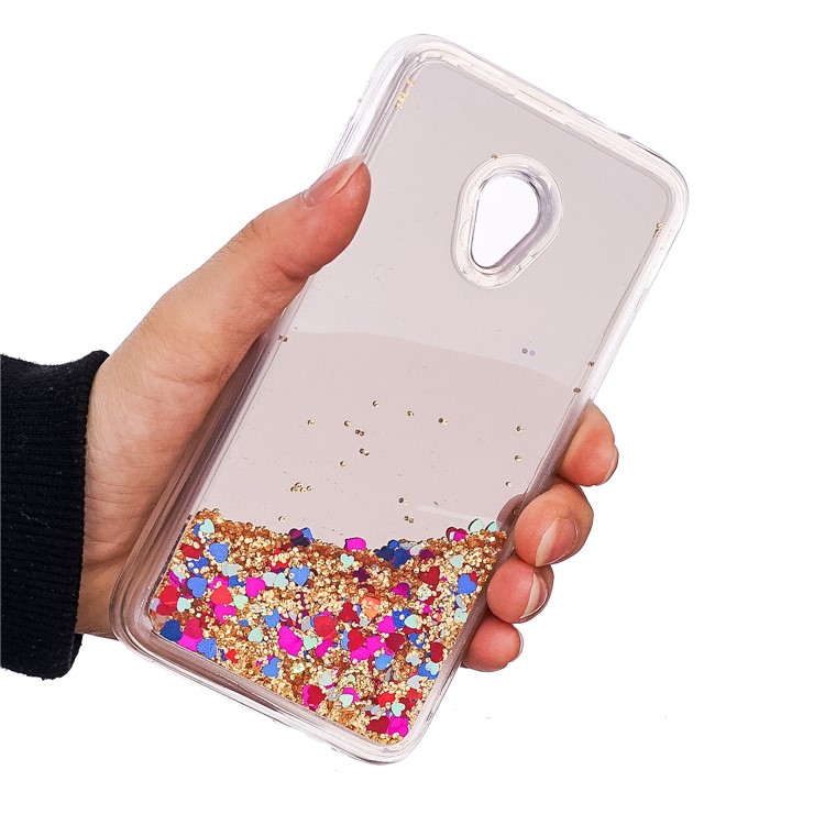 Dynamic Glitter Sequins Liquid Case Mirror Surface TPU Phone Casing for Alcatel U5 (4G Version) - Gold-5