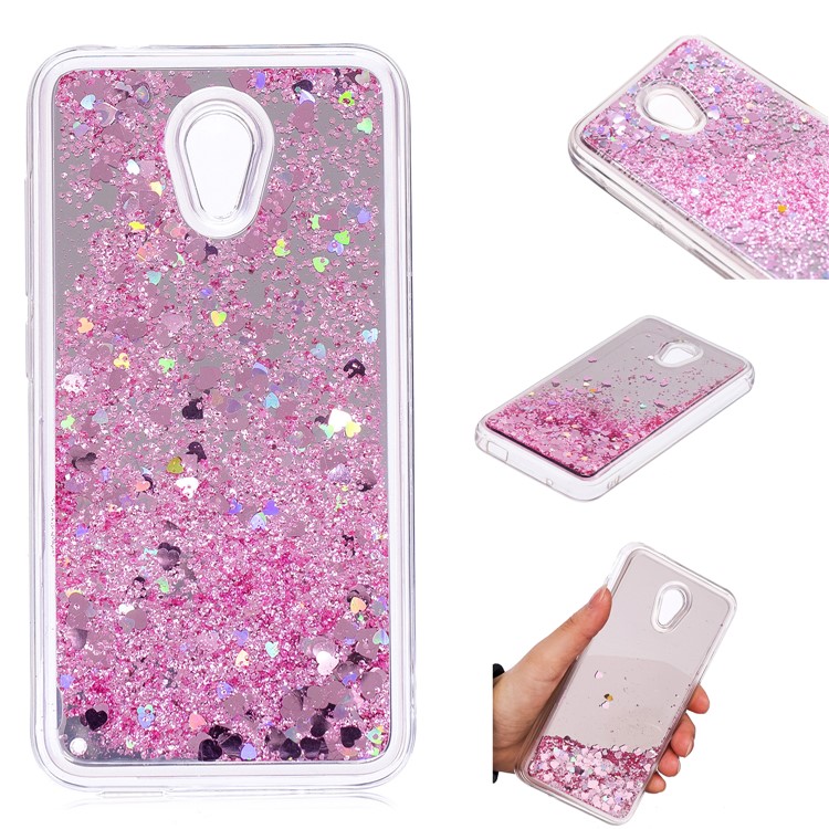 Dynamic Glitter Sequins Liquid Case Mirror Surface TPU Phone Case for Alcatel U5 (3G Version) - Pink-1