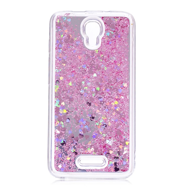 Glitter Moving Quicksand Mirror Surface TPU Case for Alcatel Pixi 4 (5) 3G Version - Pink-2