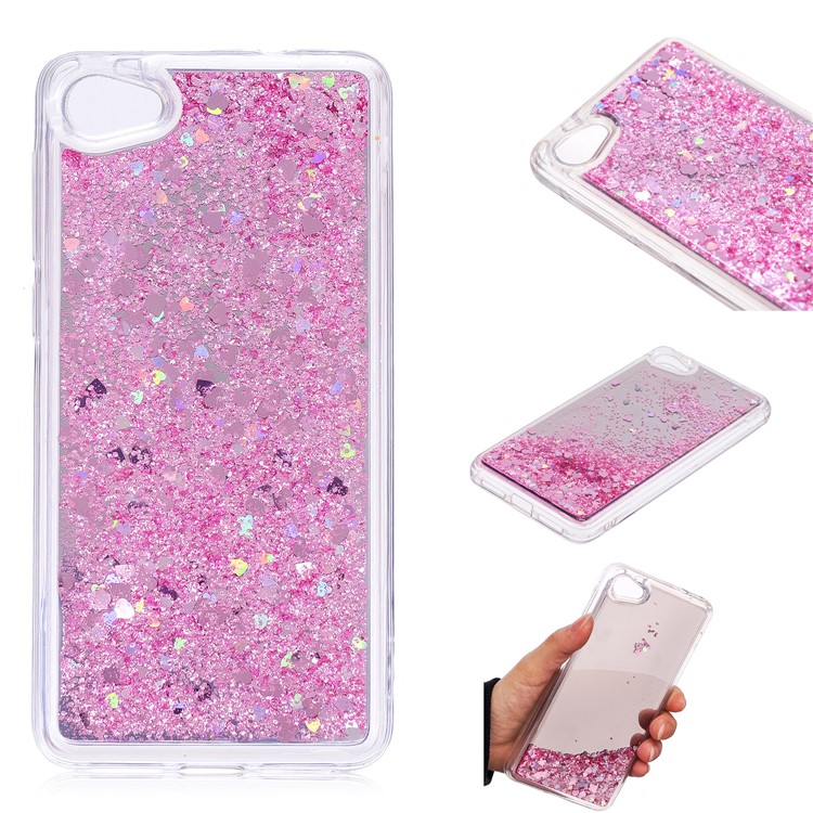 Glitter Moving Quicksand Mirror Surface TPU Case for Alcatel A5 LED - Pink-1