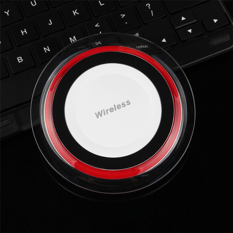 Q6 Round Shape Qi Wireless Charging Pad for iPhone 8/Samsung Galaxy S8 etc. - Black / Red-3