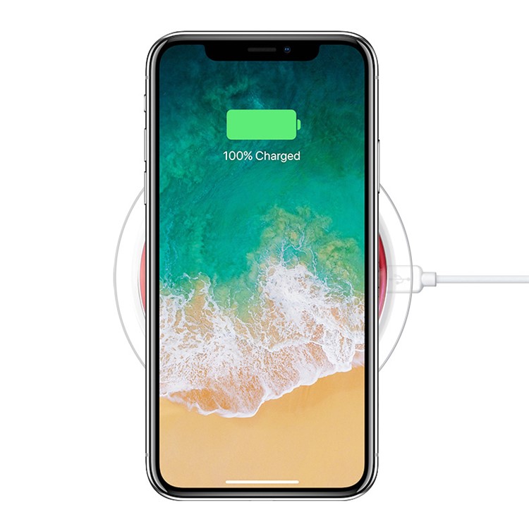 Q6 Round Shape Qi Wireless Charging Pad for iPhone 8/Samsung Galaxy S8 etc. - Black / Red-5