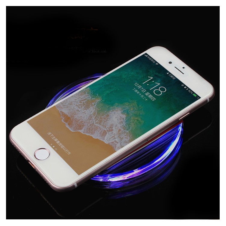 Q6 Round Shape Qi Wireless Charging Pad for iPhone 8/Samsung Galaxy S8 etc. - Black / Red-6