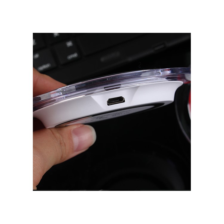 Q6 Round Shape Qi Wireless Charging Pad for iPhone 8/Samsung Galaxy S8 etc. - Black / Red-7