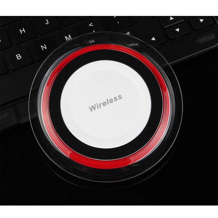 Q6 5W Desktop Qi Wireless Charger with LED Light for iPhone 8/Samsung Galaxy S8 etc. - Black / White-1