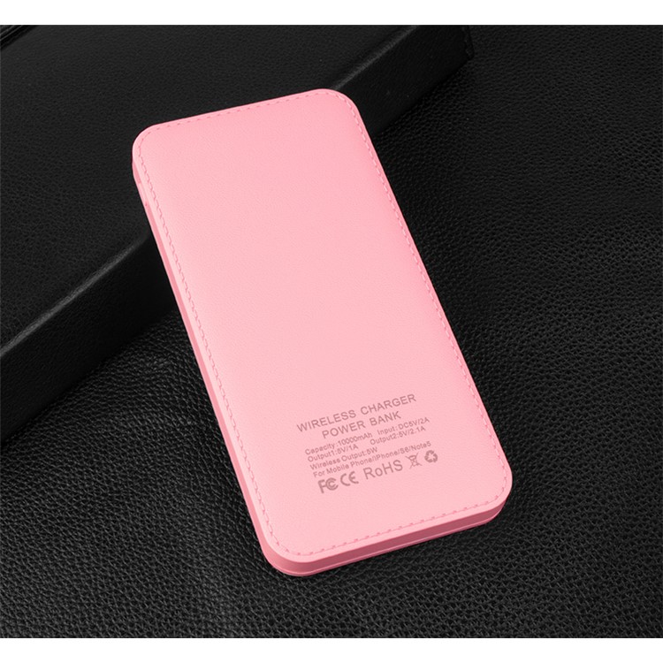 10000mAh Power Bank Qi Wireless Charging Mat Pad for iPhone 8/Samsung Galaxy S8 etc. - Pink-2