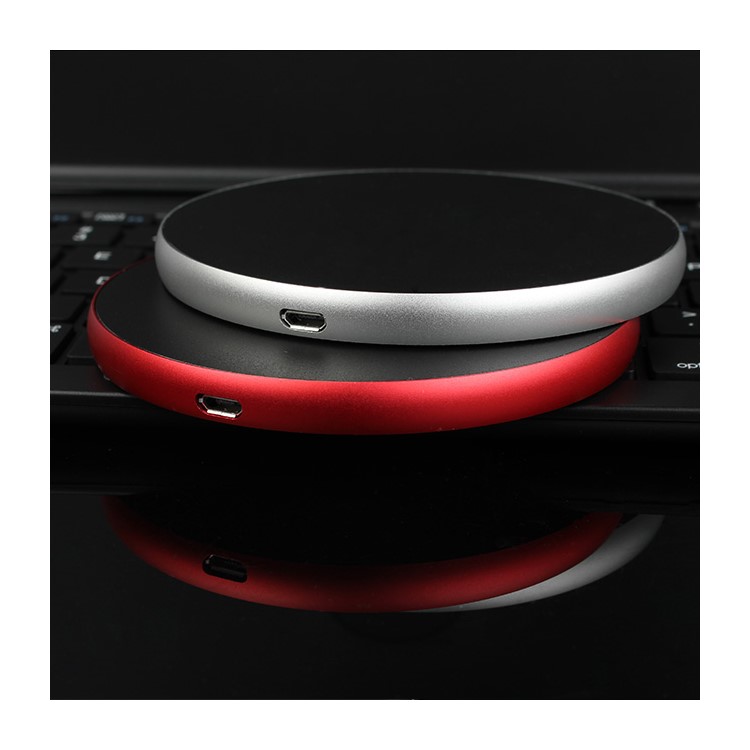 9W 2A Round Aluminum Alloy Qi Wireless Charging Pad for iPhone 8/8 Plus/Samsung S8 Etc. - Red-6