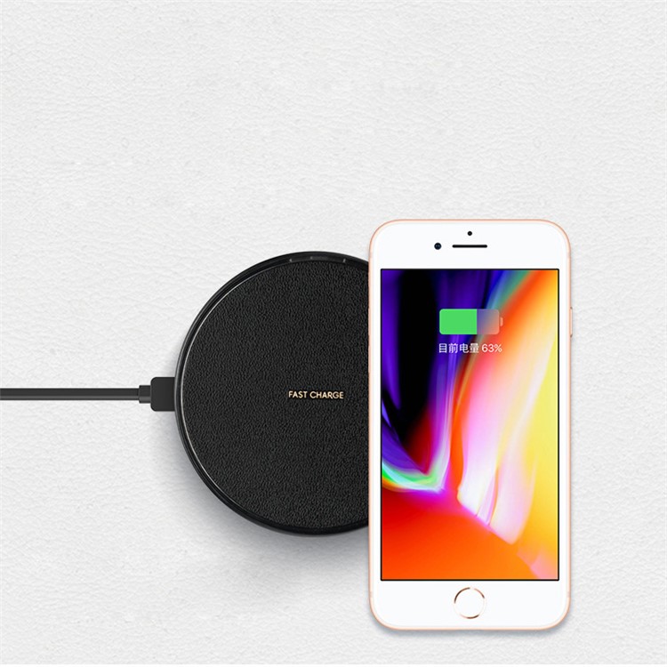 K3 Portable Thin Round Qi Wireless Fast Charging Mat for iPhone X/8/8Plus, Samsung Note 8/S8/S8 Plus - Black-3