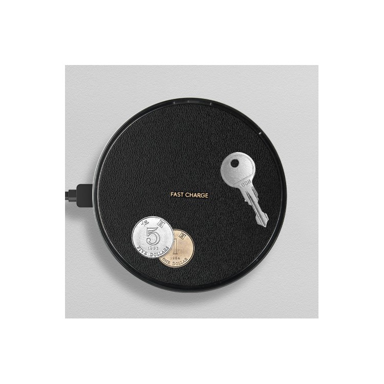 K3 Portable Thin Round Qi Wireless Fast Charging Mat for iPhone X/8/8Plus, Samsung Note 8/S8/S8 Plus - Black-4