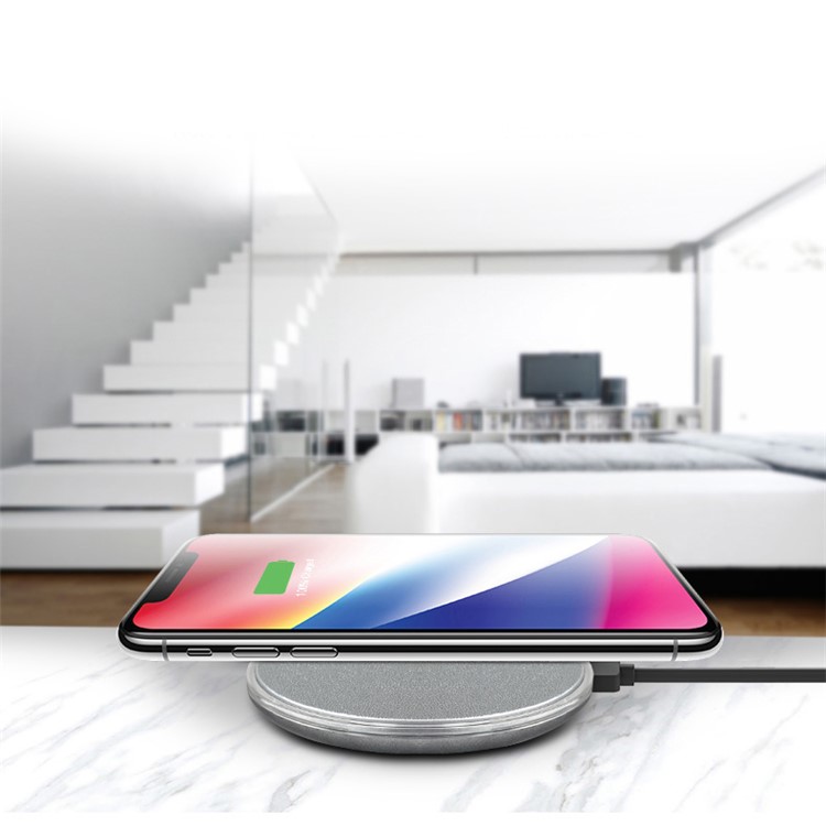 K3 Ultra-thin 10W Round Qi Wireless Fast Charger Mat for iPhone X/8/8Plus, Samsung Note 8/S8/S8 Plus - Silver-3
