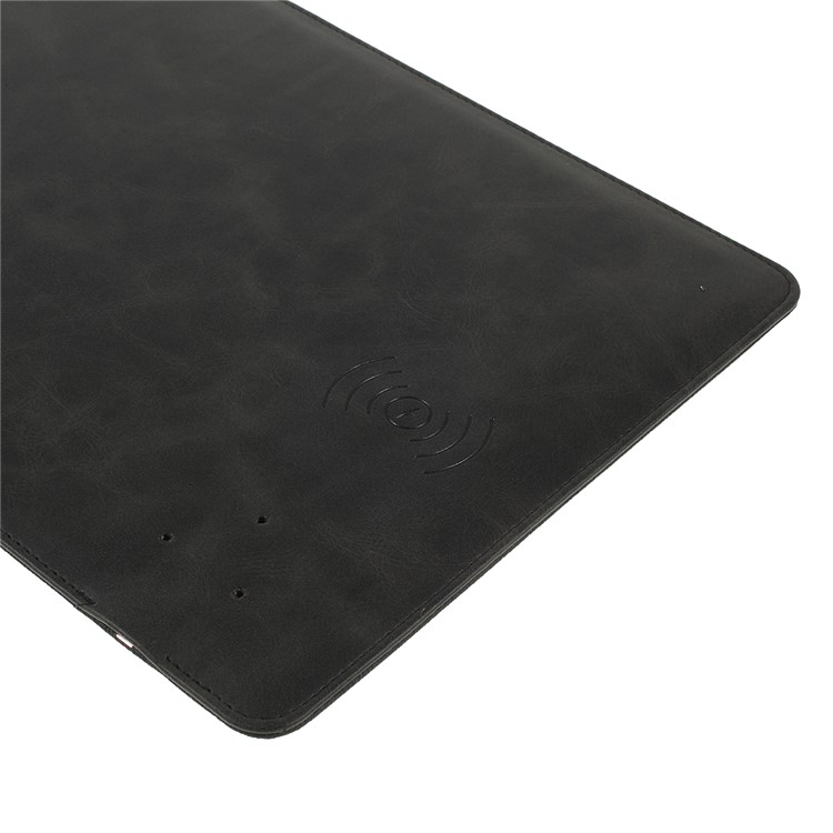Creative 2-in-1 Qi Wireless Charging Mat + PU Leather Mouse Pad - Black-3