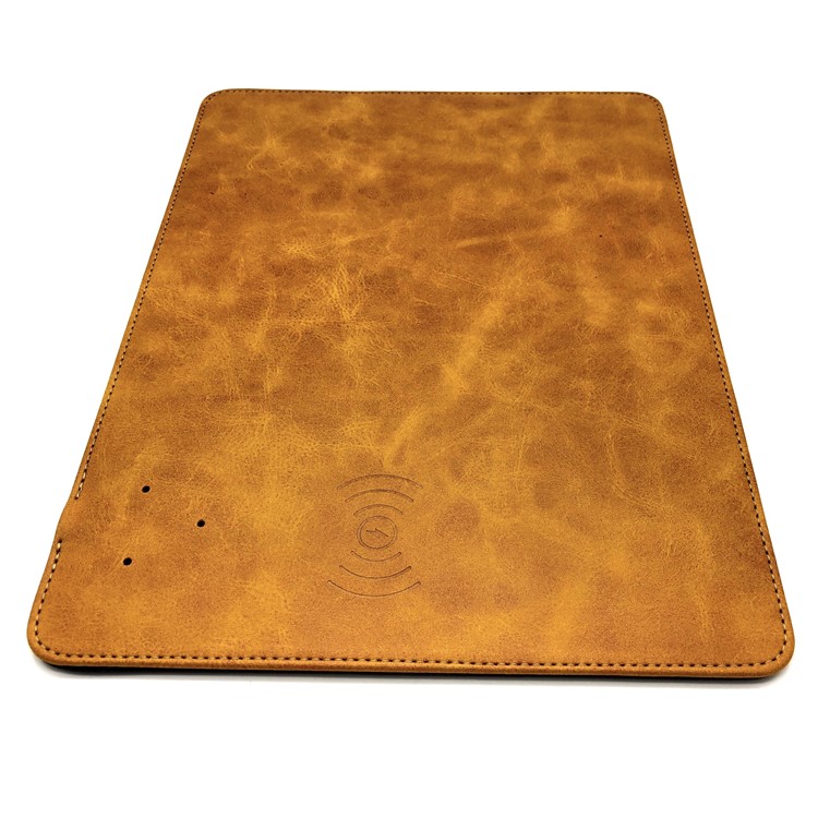 Novel 2-in-1 Qi Wireless Charger + PU Leather Mouse Mat - Brown-4