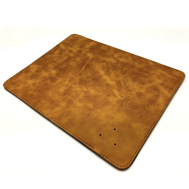 Novel 2-in-1 Qi Wireless Charger + PU Leather Mouse Mat - Brown-5