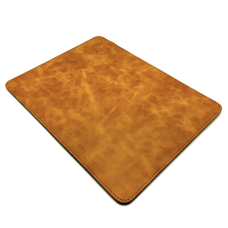 Novel 2-in-1 Qi Wireless Charger + PU Leather Mouse Mat - Brown-7