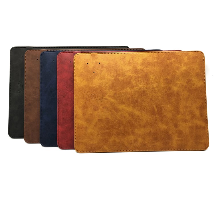 Novel 2-in-1 Qi Wireless Charger + PU Leather Mouse Mat - Brown-8