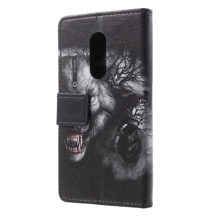 Pattern Printing Stand Leather Wallet Flip Case for Alcatel U5 Plus - Fierce Wolf-2