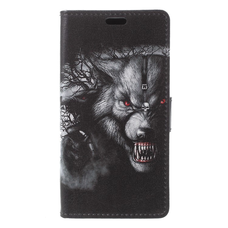 Pattern Printing Stand Leather Wallet Flip Case for Alcatel U5 Plus - Fierce Wolf-3